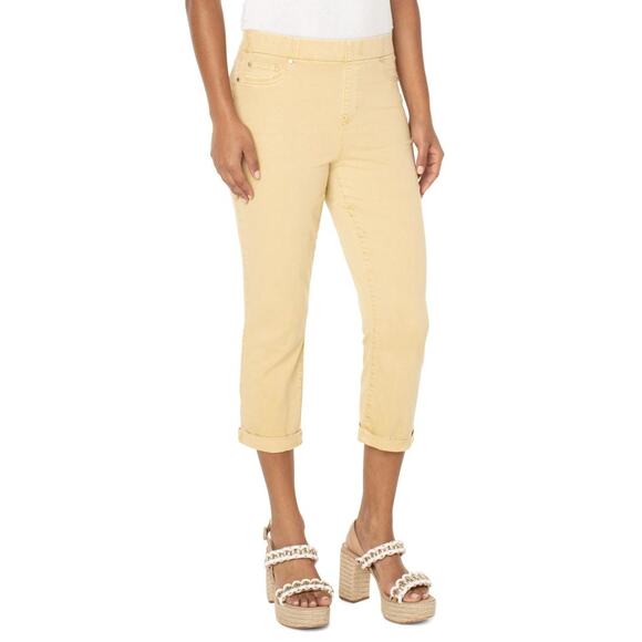 Liverpool Los Angeles Hi-Rise Chloe Slim Crop Peddle Pusher Yellow Size 6/28 - Picture 1 of 8